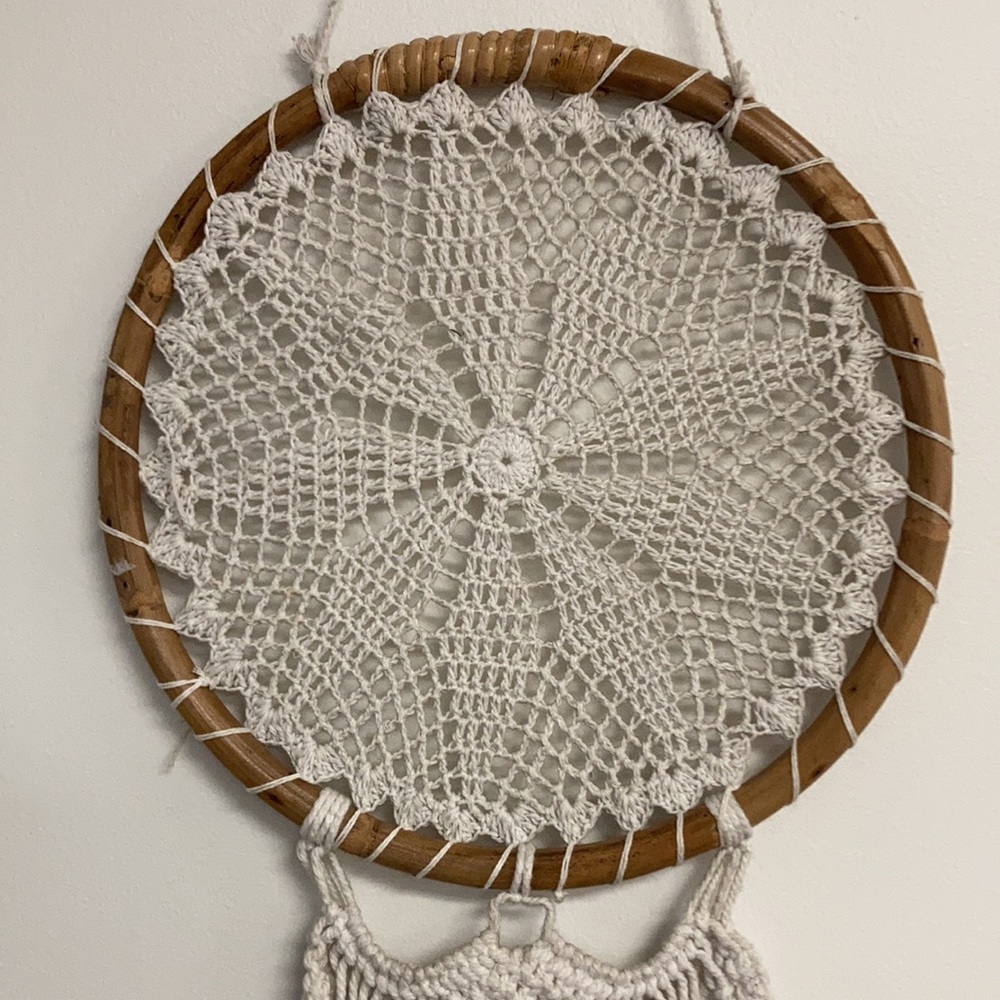 🌀🌿🧘🏻‍♀️ 1970s Style Boho Chic Macrame Wall Hanging Dream Catcher 🌱🍄🔮